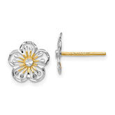 Two Tone 14K Flower Post Earrings